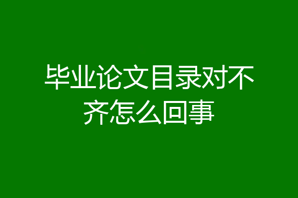 毕业论文目录对不齐怎么回事