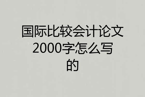 国际比较会计论文2000字怎么写的