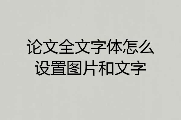 论文全文字体怎么设置图片和文字