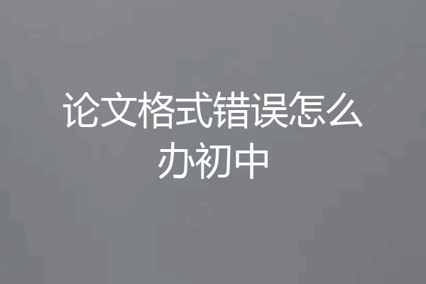 论文格式错误怎么办初中