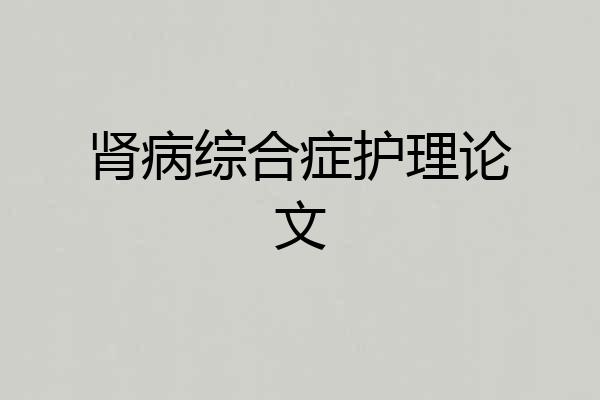 肾病综合症护理论文