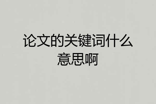 论文的关键词什么意思啊