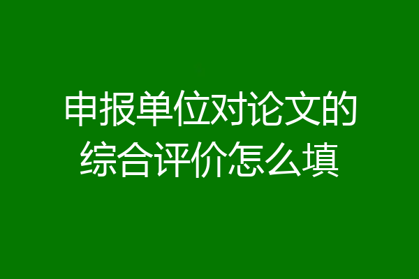 申报单位对论文的综合评价怎么填