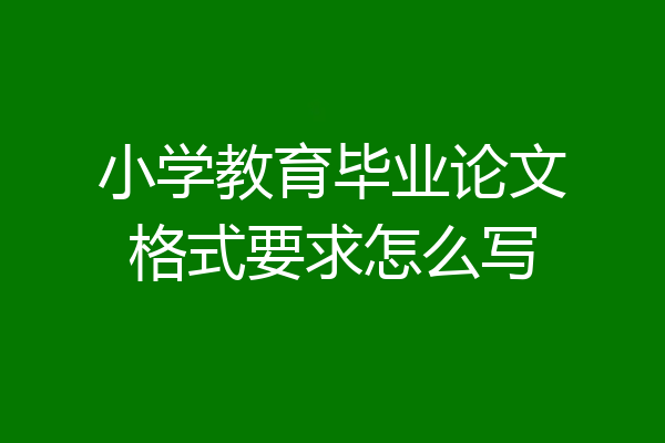 小学教育毕业论文格式要求怎么写