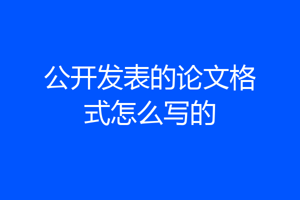 公开发表的论文格式怎么写的