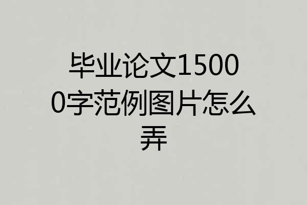 毕业论文15000字范例图片怎么弄