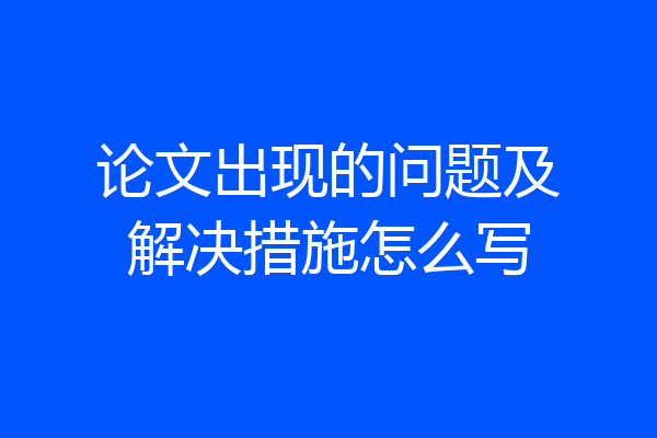 论文出现的问题及解决措施怎么写