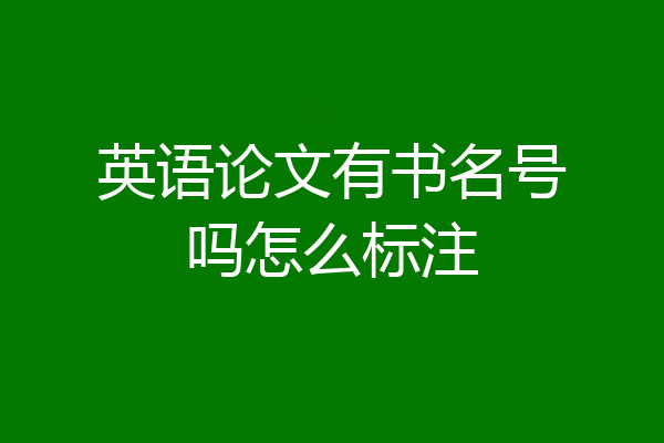 英语论文有书名号吗怎么标注