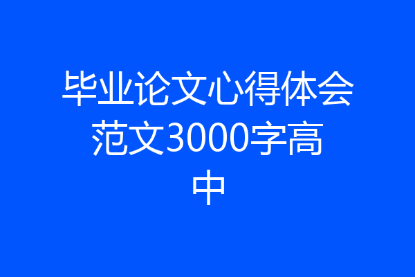 毕业论文心得体会范文3000字高中