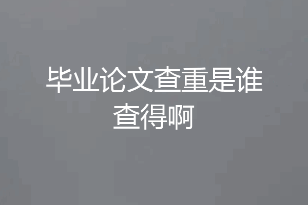 毕业论文查重是谁查得啊