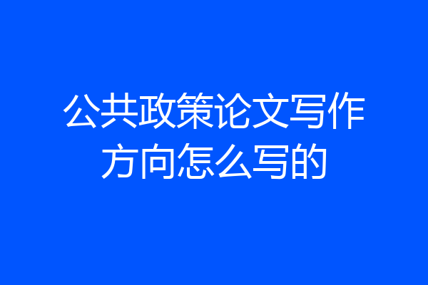 公共政策论文写作方向怎么写的