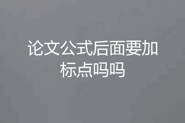 论文公式后面要加标点吗吗