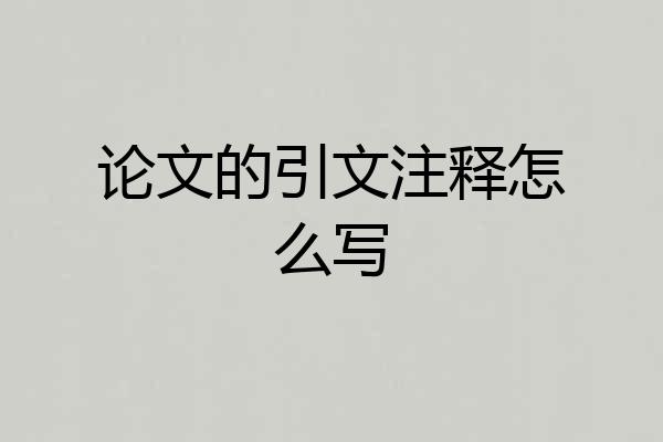论文的引文注释怎么写