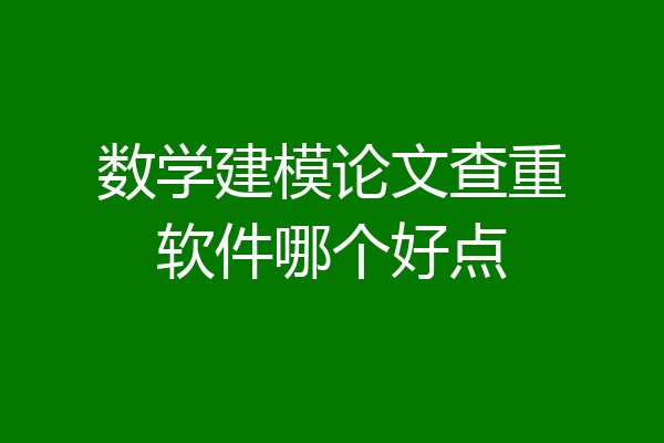 数学建模论文查重软件哪个好点