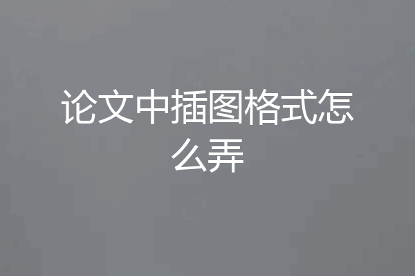 论文中插图格式怎么弄