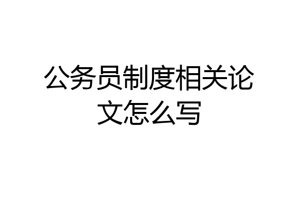 公务员制度相关论文怎么写