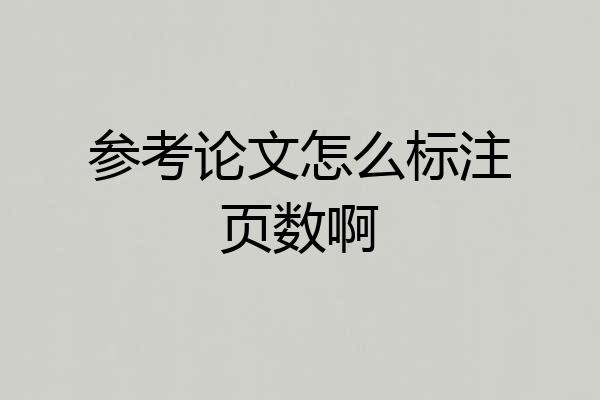 参考论文怎么标注页数啊