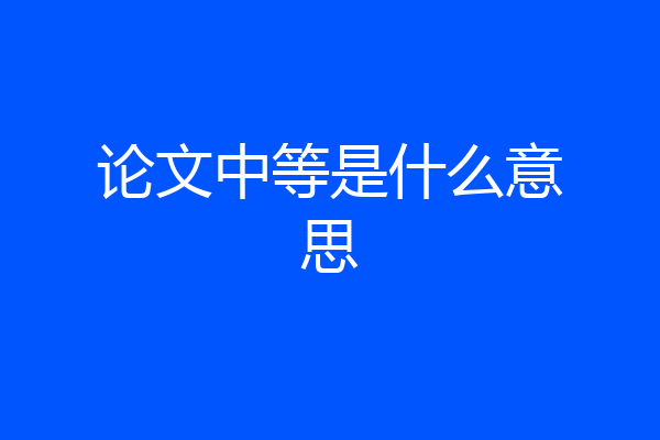 论文中等是什么意思