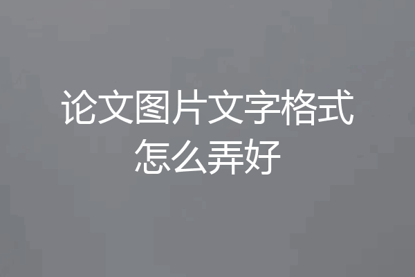 论文图片文字格式怎么弄好