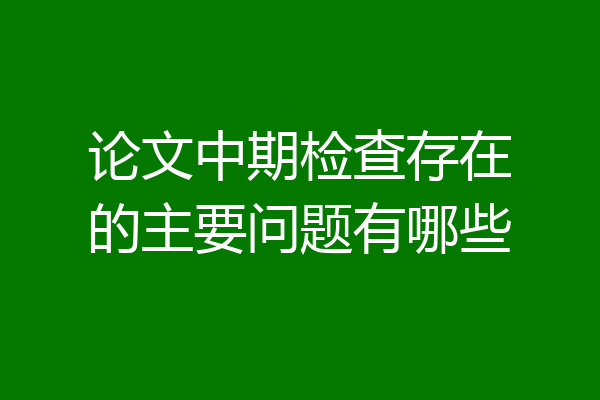 论文中期检查存在的主要问题有哪些