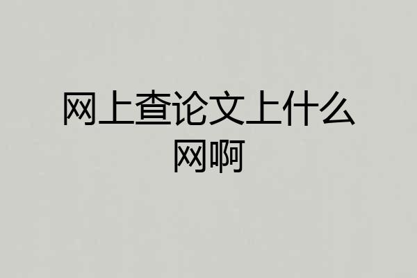网上查论文上什么网啊