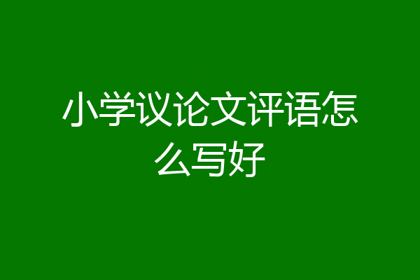 小学议论文评语怎么写好