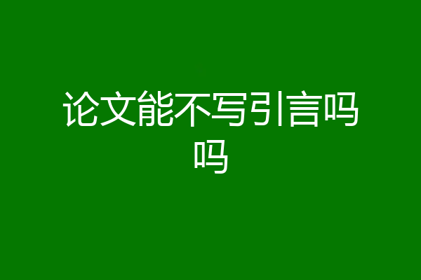 论文能不写引言吗吗