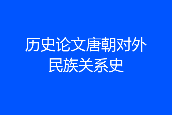 历史论文唐朝对外民族关系史