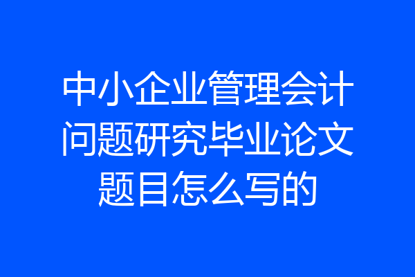 中小企业管理会计问题研究毕业论文题目怎么写的