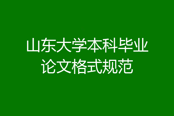 山东大学本科毕业论文格式规范