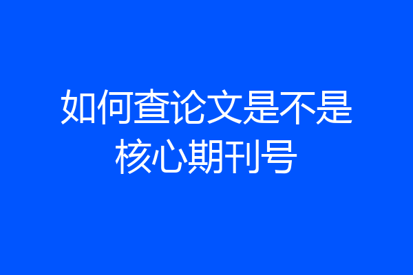 如何查论文是不是核心期刊号