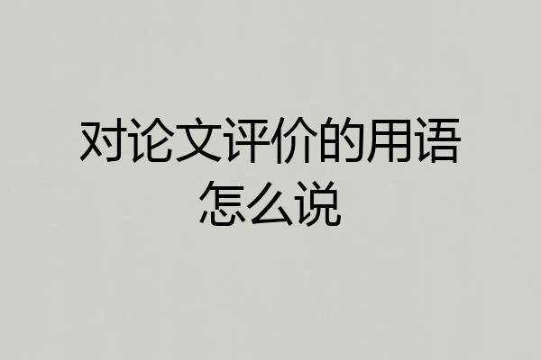 对论文评价的用语怎么说