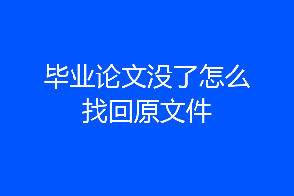 毕业论文没了怎么找回原文件