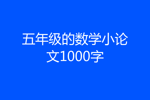 五年级的数学小论文1000字