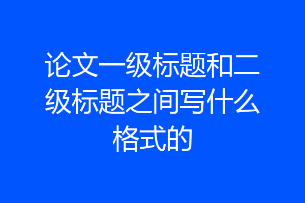 论文一级标题和二级标题之间写什么格式的
