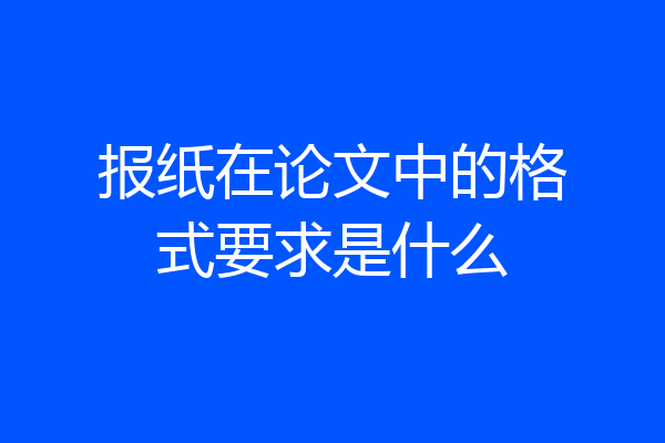报纸在论文中的格式要求是什么
