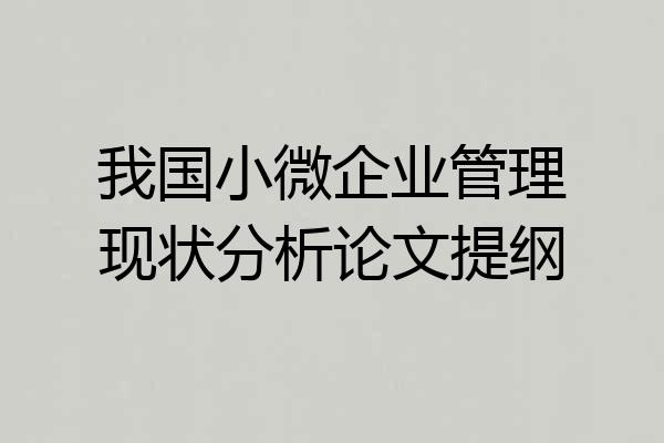 我国小微企业管理现状分析论文提纲
