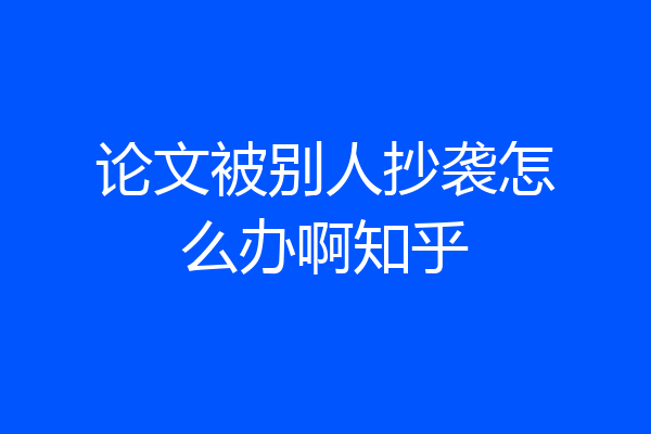 论文被别人抄袭怎么办啊知乎