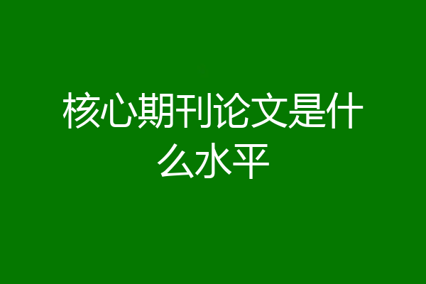 核心期刊论文是什么水平