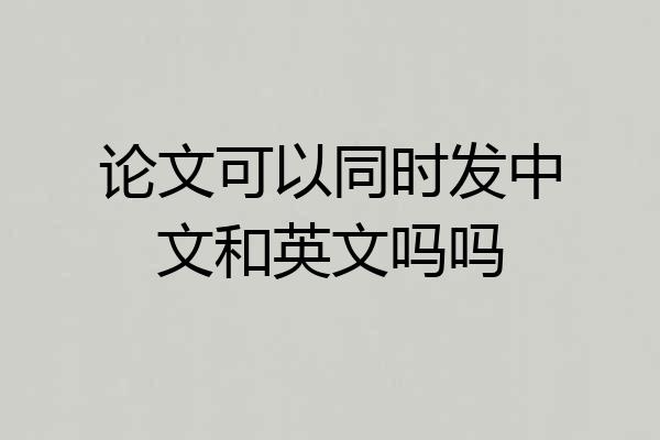 论文可以同时发中文和英文吗吗