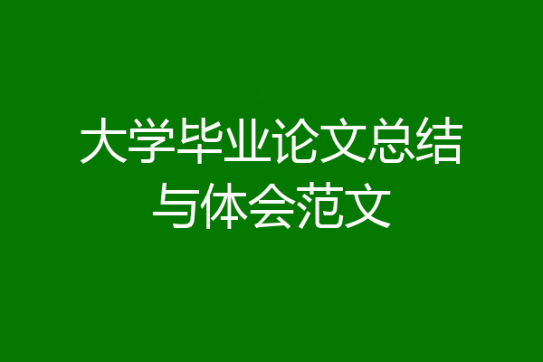 大学毕业论文总结与体会范文