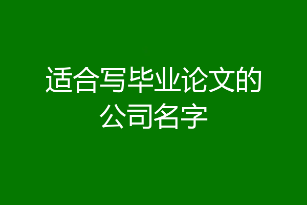 适合写毕业论文的公司名字