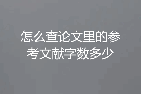 怎么查论文里的参考文献字数多少