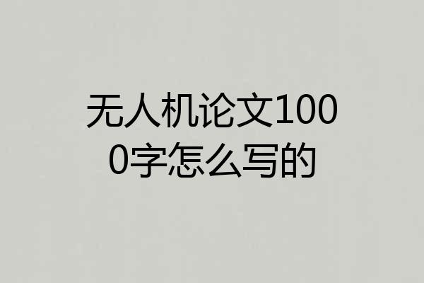 无人机论文1000字怎么写的
