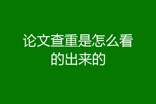 论文查重是怎么看的出来的