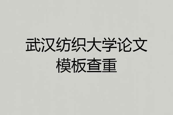 武汉纺织大学论文模板查重