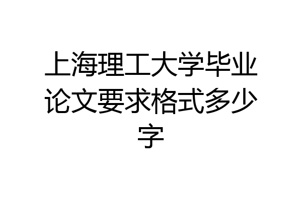 上海理工大学毕业论文要求格式多少字