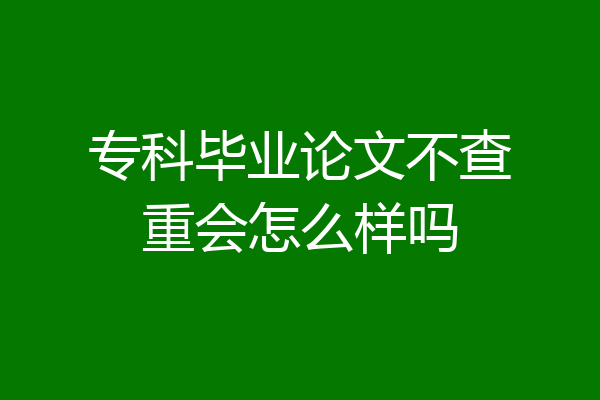 专科毕业论文不查重会怎么样吗