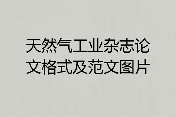 天然气工业杂志论文格式及范文图片