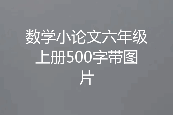 数学小论文六年级上册500字带图片
